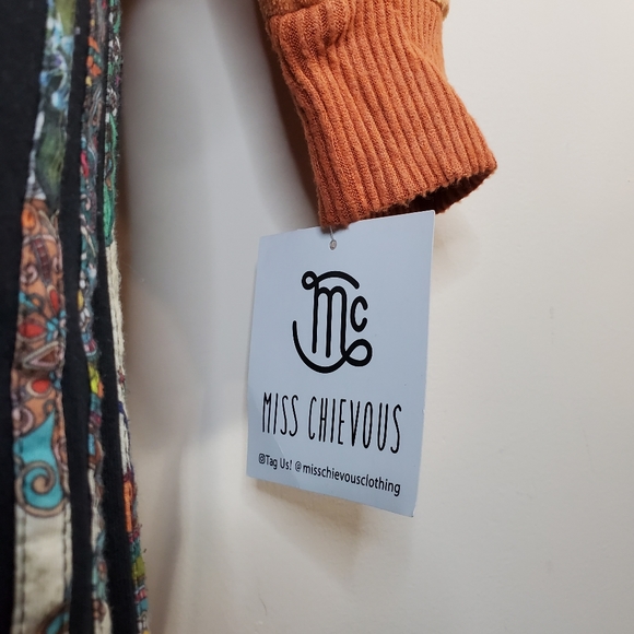 Miss Chevious Brown Long Sleeve Quarter Zip Collar Rib Accents Size Small - Picture 2 of 7